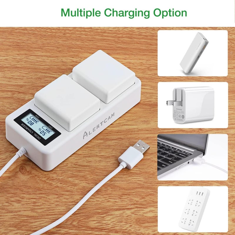 ALERTCAM Battery Charger Station for Arlo Pro 3/Pro 4/Pro 5S & Arlo Ultra/Ultra 2, Digital LED Screen Dual Charging Station for Arlo Battery Only (No Batteries) - Image 5